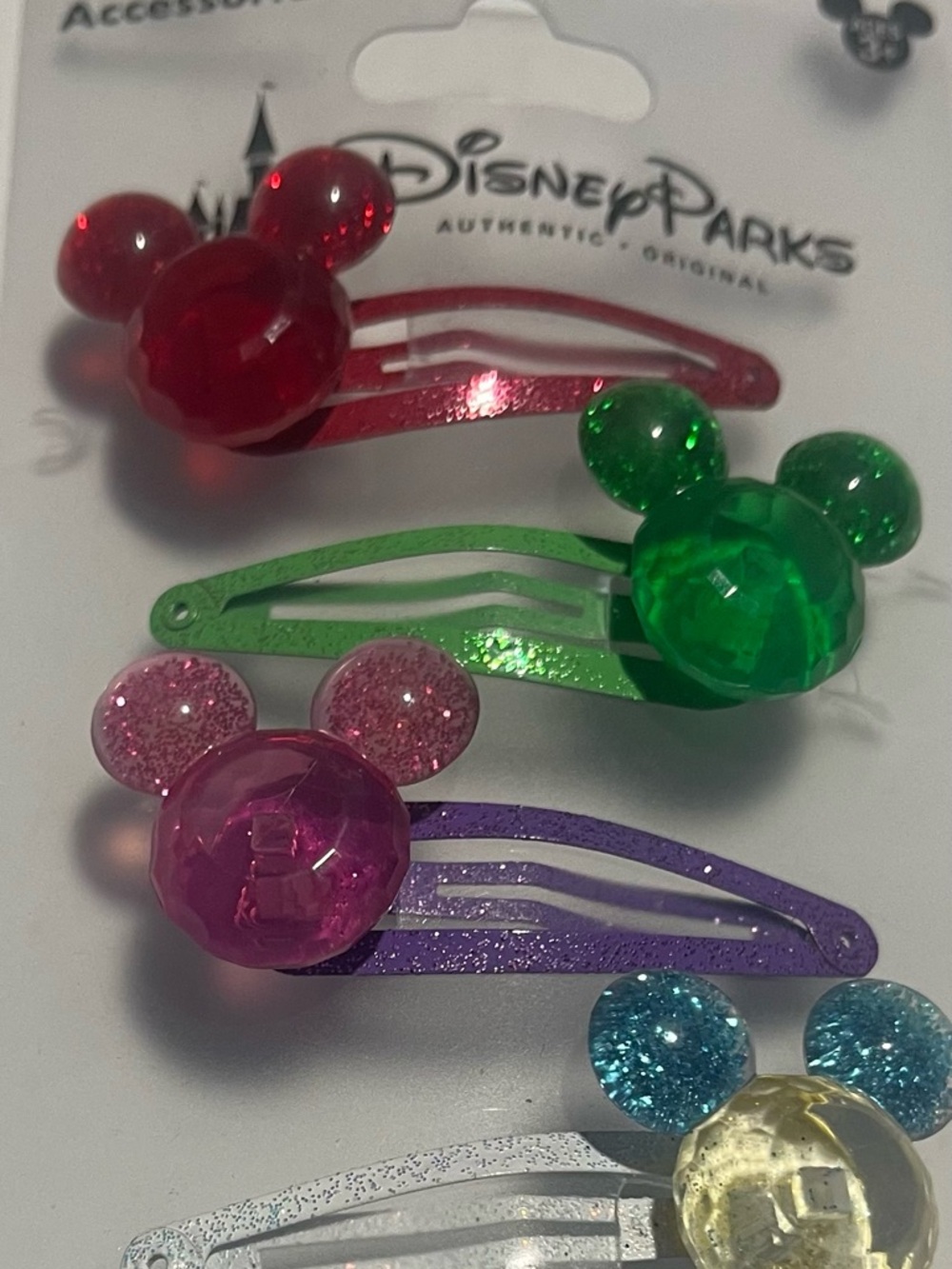 Disney Parks Mickey Ear Glitter Snap Clips - Multi Color